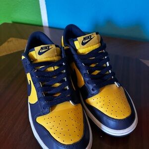 Nike Dunk Low Michigan Navy and Yellow Sneakers